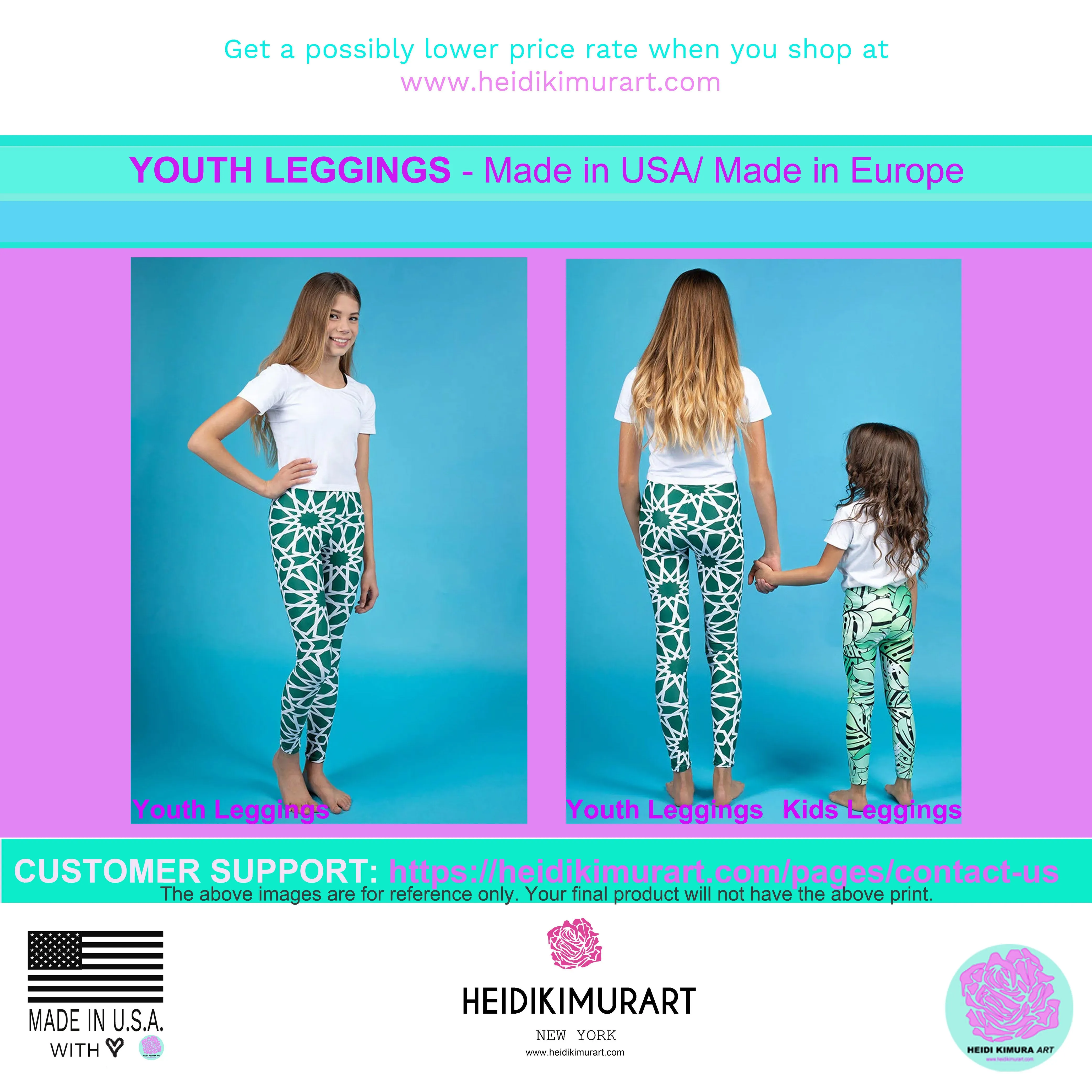 Brown Light Yellow Dense Stripe Print Youth Leggings Tight Pants- Made in USA/ EU