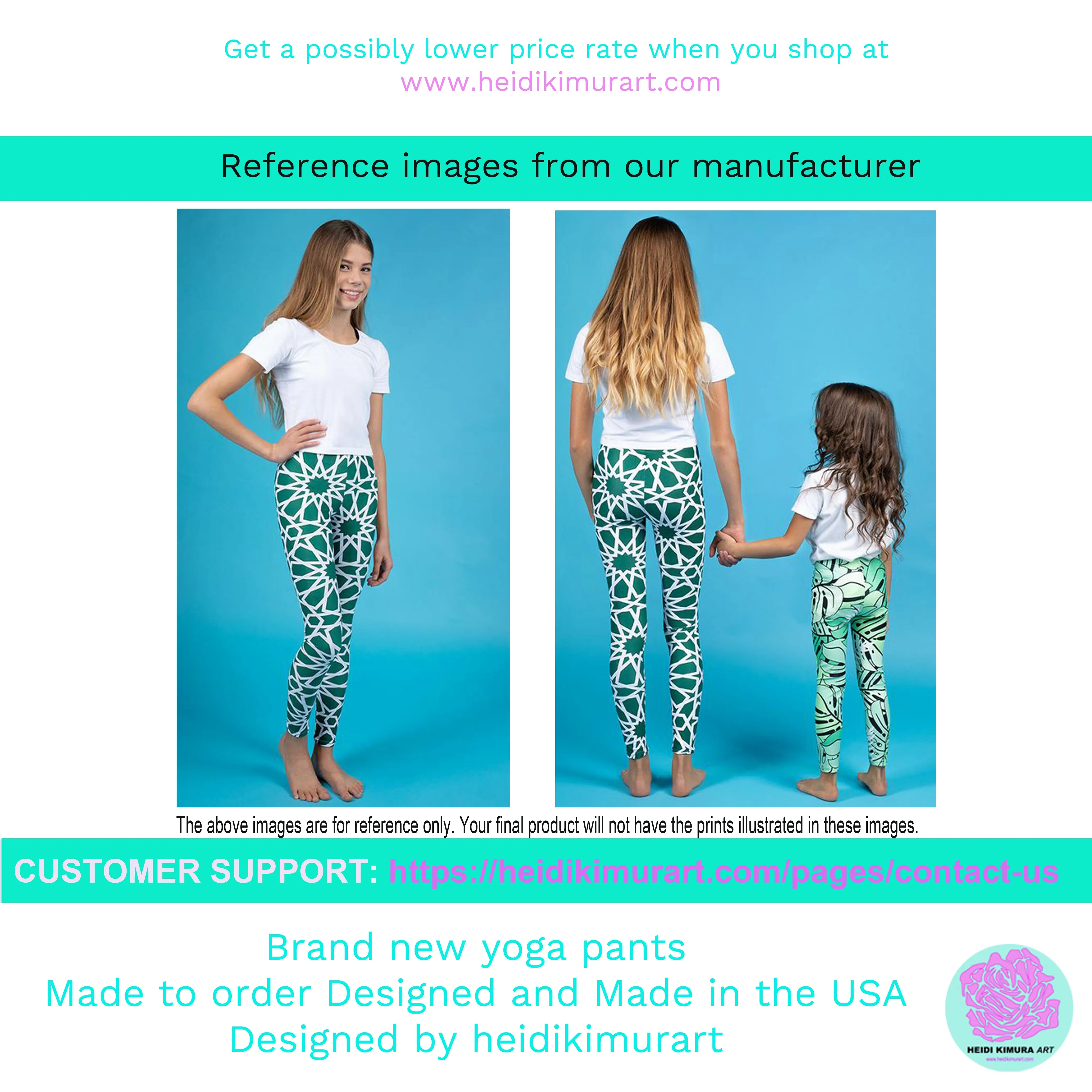 Brown Light Yellow Dense Stripe Print Youth Leggings Tight Pants- Made in USA/ EU
