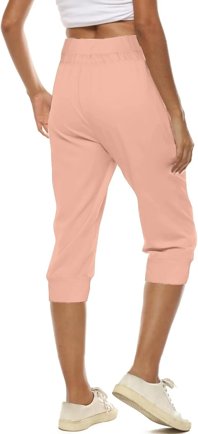 Capri Pants for Women Dressy Casual Capris Sweatpants Drawstring Elastic Waist Joggers Casual Workout Outfits 2025