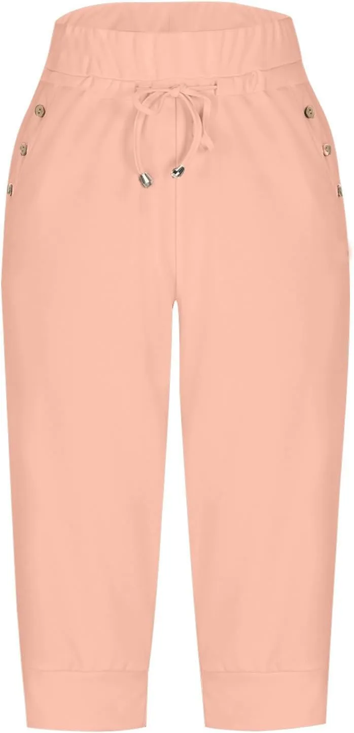 Capri Pants for Women Dressy Casual Capris Sweatpants Drawstring Elastic Waist Joggers Casual Workout Outfits 2025
