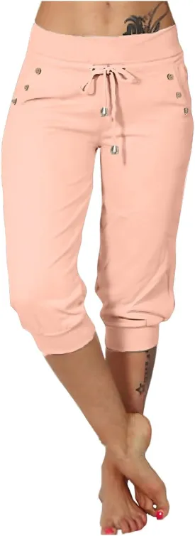 Capri Pants for Women Dressy Casual Capris Sweatpants Drawstring Elastic Waist Joggers Casual Workout Outfits 2025