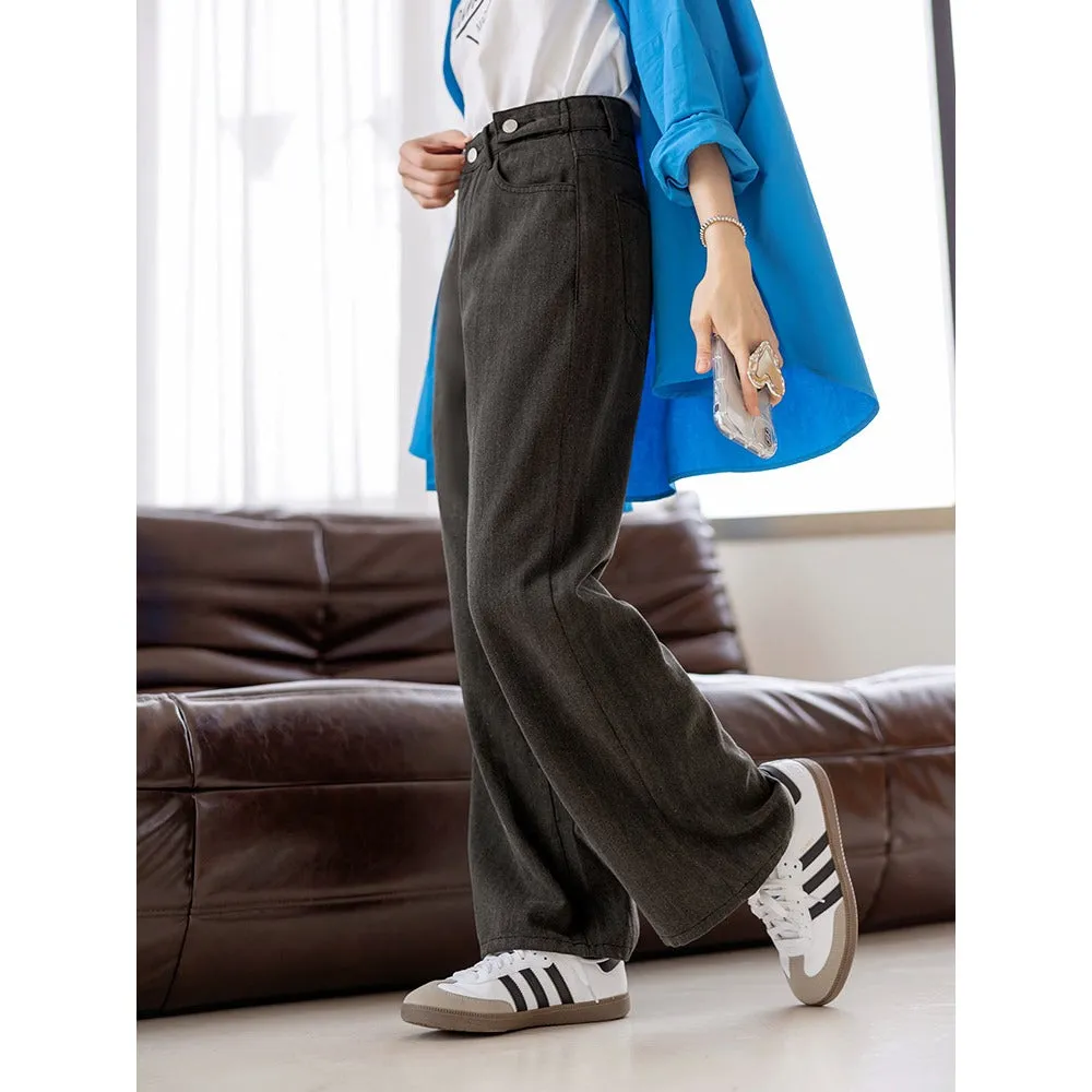 Casual High Waist Straight Leg Denim Pants