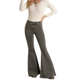 Charcoal High Rise Bell Bottom Jeans Rock & Roll Denim for Women