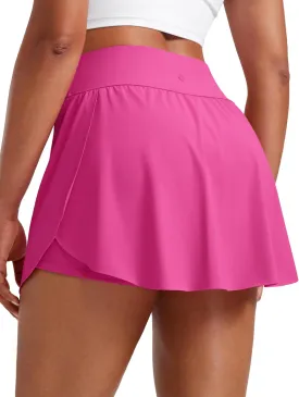 CRZ YOGA Tennis Skirts for Women High Waisted Side Slit Running Workout Athletic Mini A Line Skort with Pockets