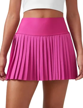 CRZ YOGA Women's High Waisted Pleated Tennis Skirts with Pockets Tummy Control Casual Liner A Line Workout Golf Skorts