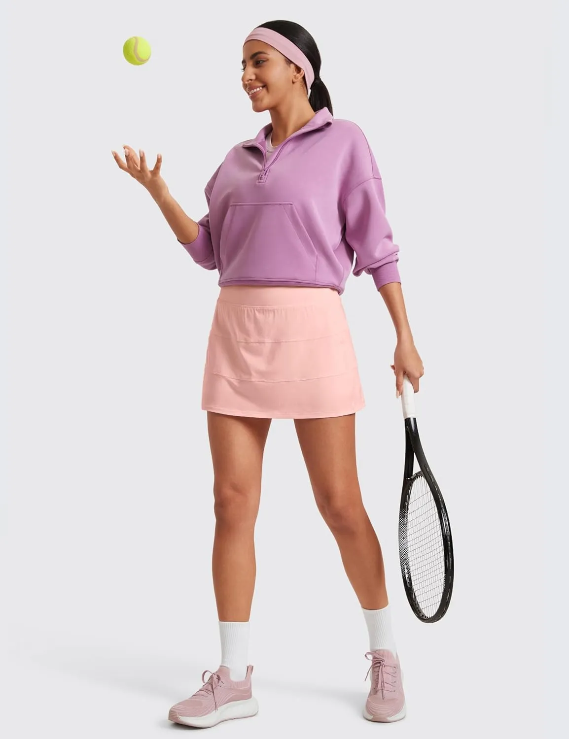CRZ YOGA Womens High Waisted Tennis Skirts with 3 Pockets Golf A Line Lightweight Cute Athletic Casual Skorts