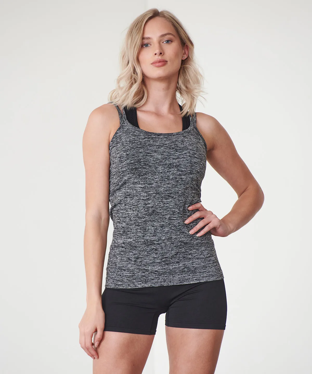 Dark Grey Marl - Women's seamless strappy vest