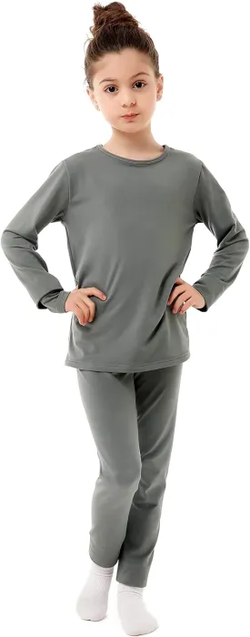 Elowel Girls Thermal Underwear Set  Girls Long Johns Thermal Set  Soft & Cozy Fleece Kids Long Underwear Thermals