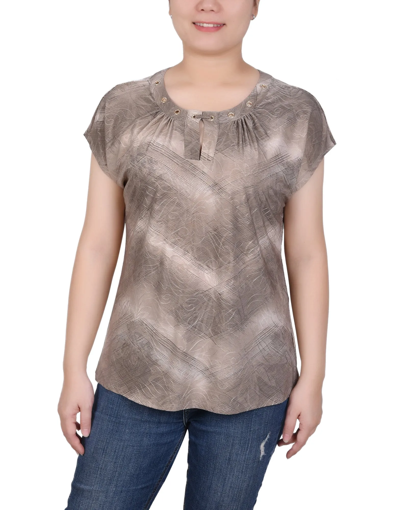 Extended Sleeve Top With Grommets
