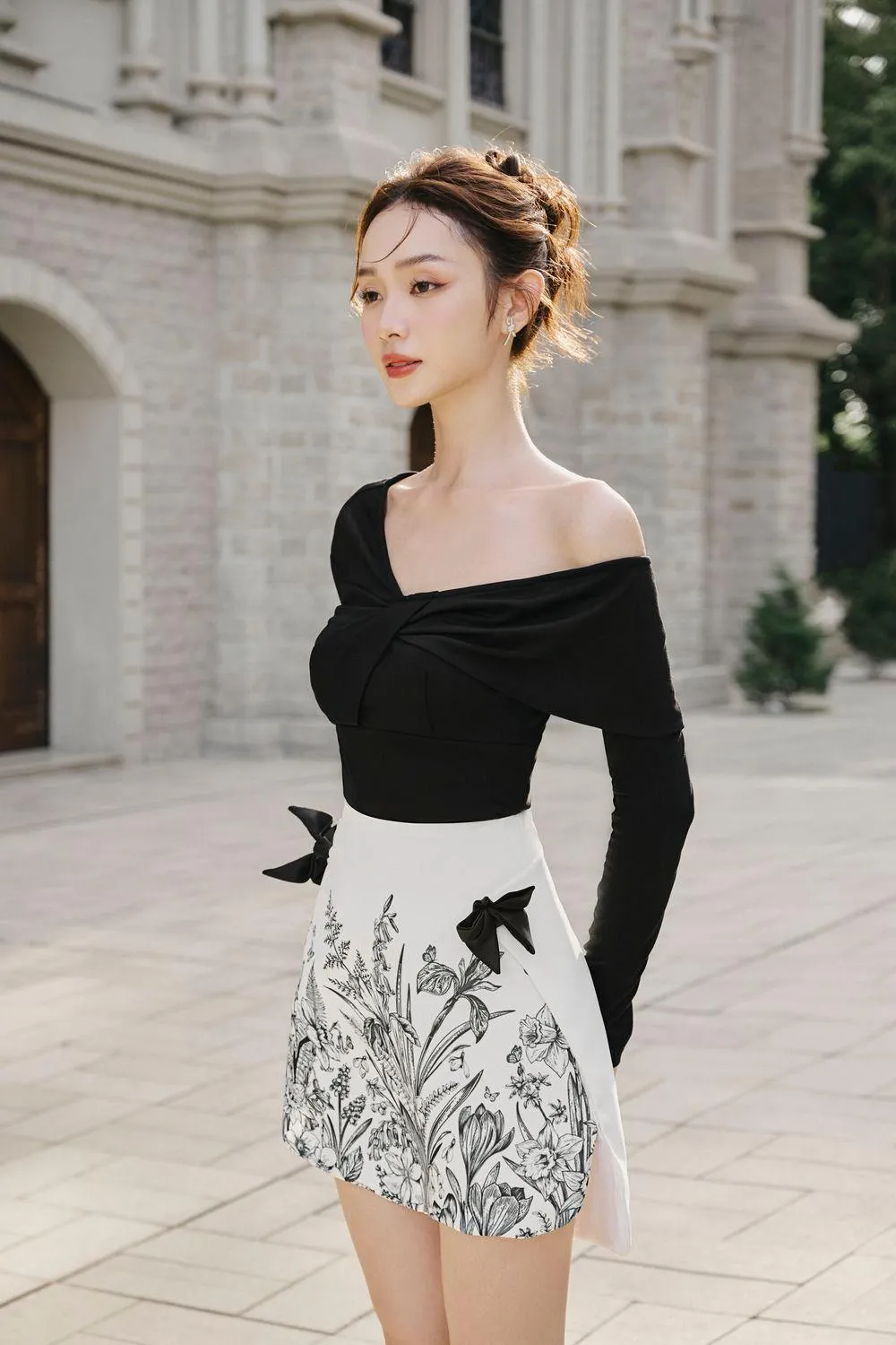 Fia A-line High Waist Rayon Mini Skirt