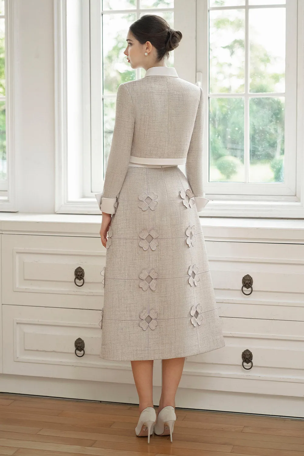 Giana A-line High Waist Polycotton Midi Skirt