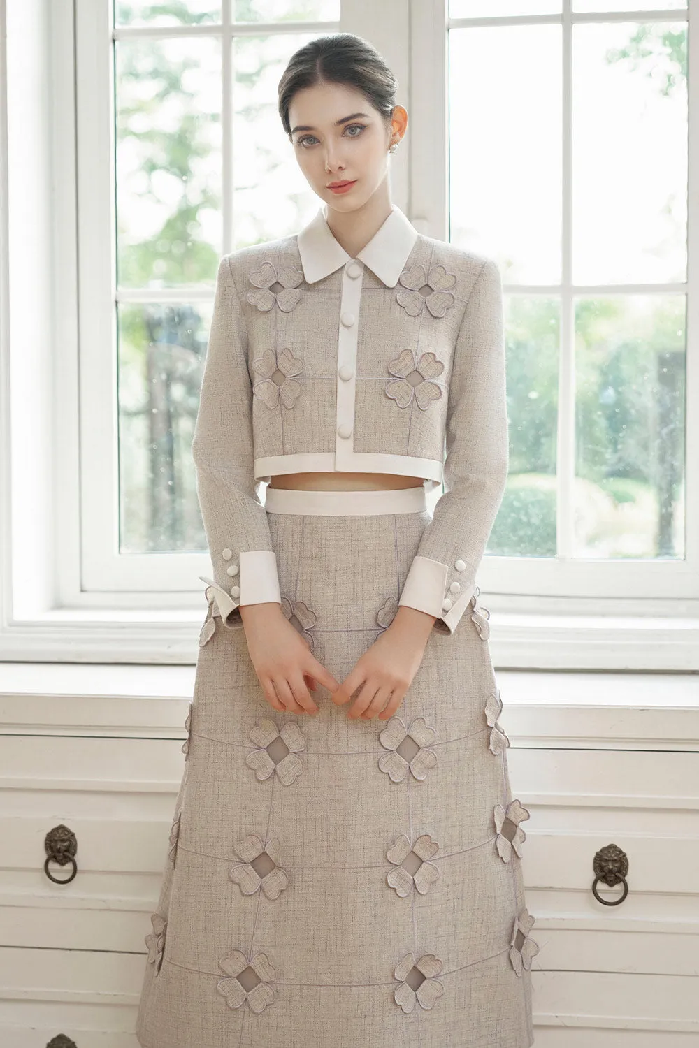 Giana A-line High Waist Polycotton Midi Skirt