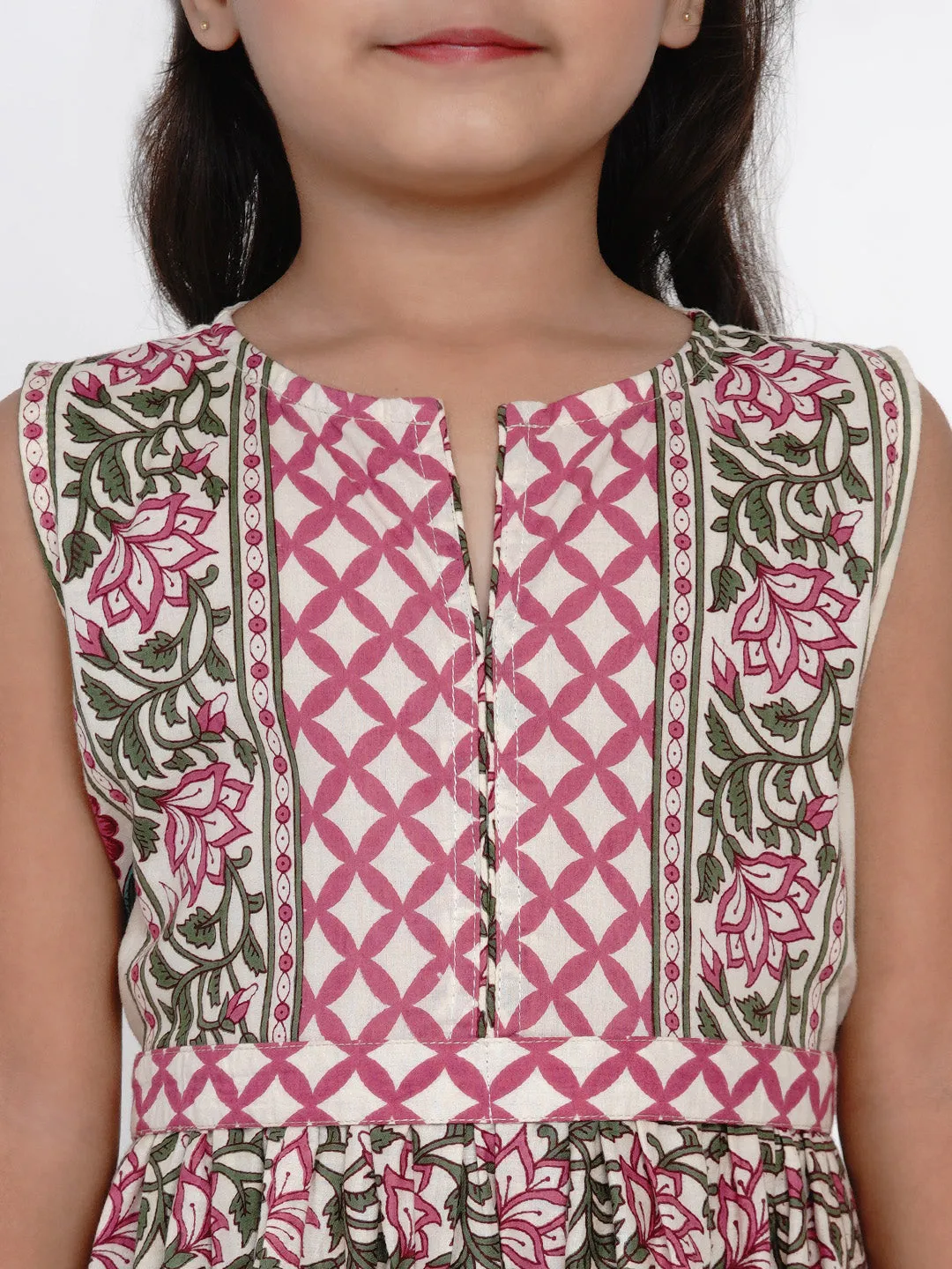 Girls Multicoloured Printed Fit And Flare Dress