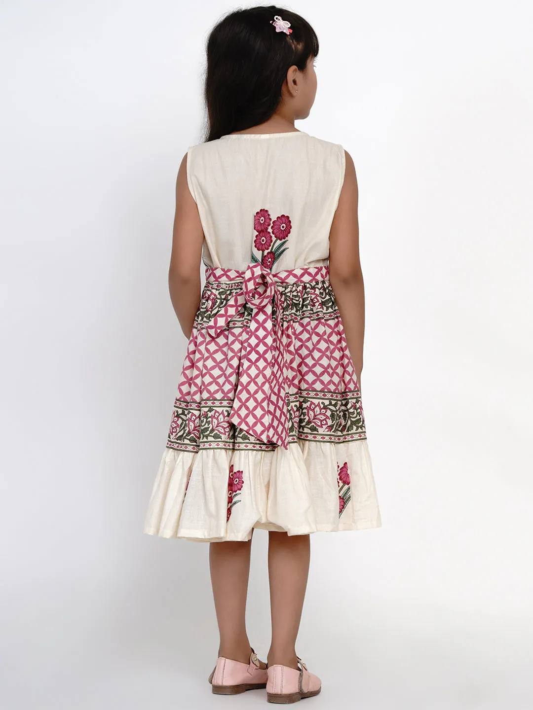 Girls Multicoloured Printed Fit And Flare Dress