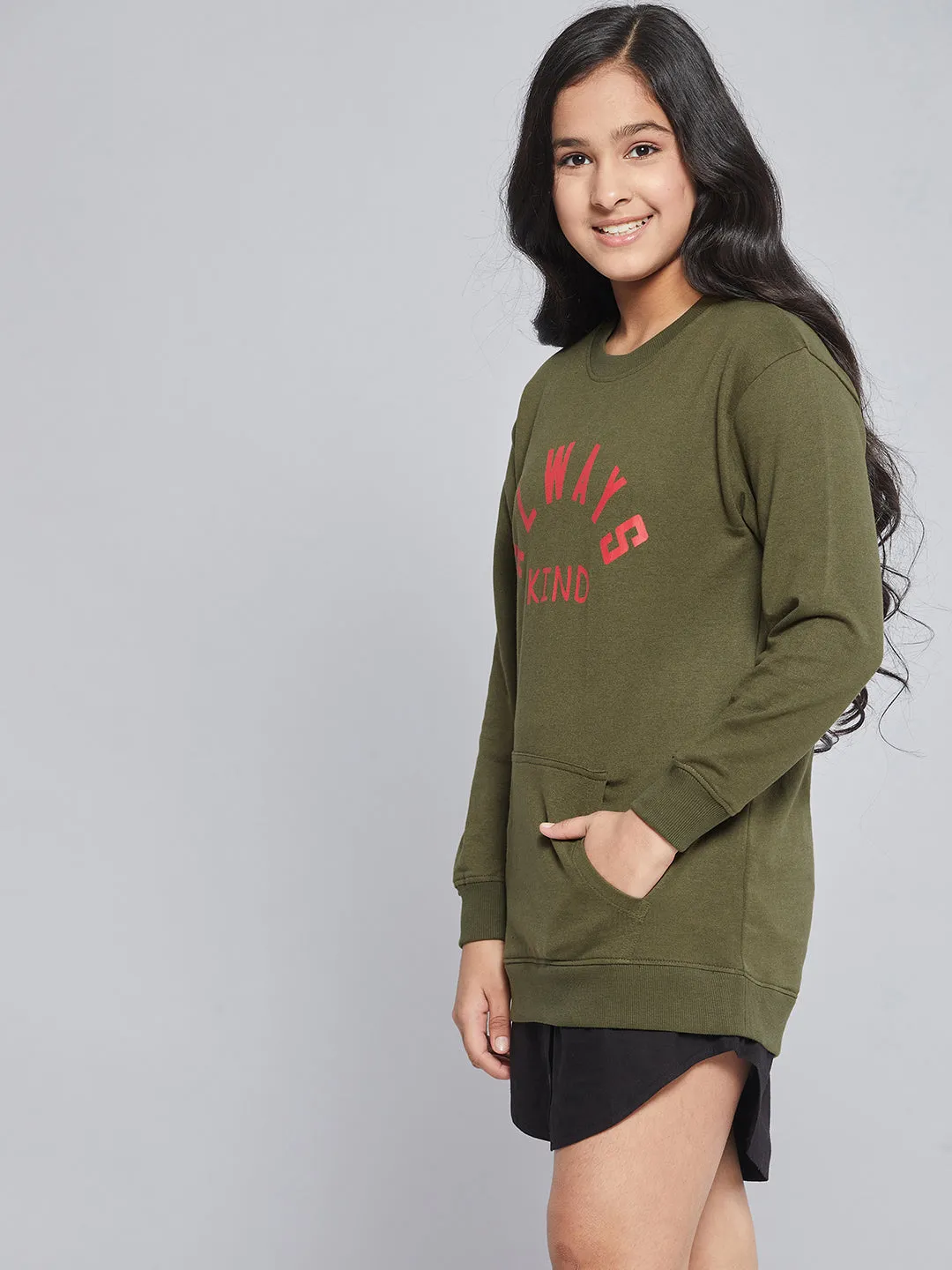 Girls Olive Terry Always Kind Sweat Dress