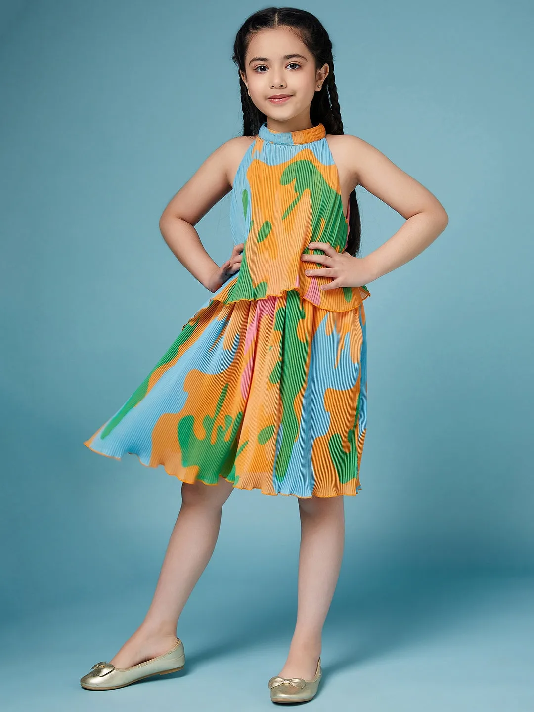 Girls Tie And Dye Georgette A-Line Dress