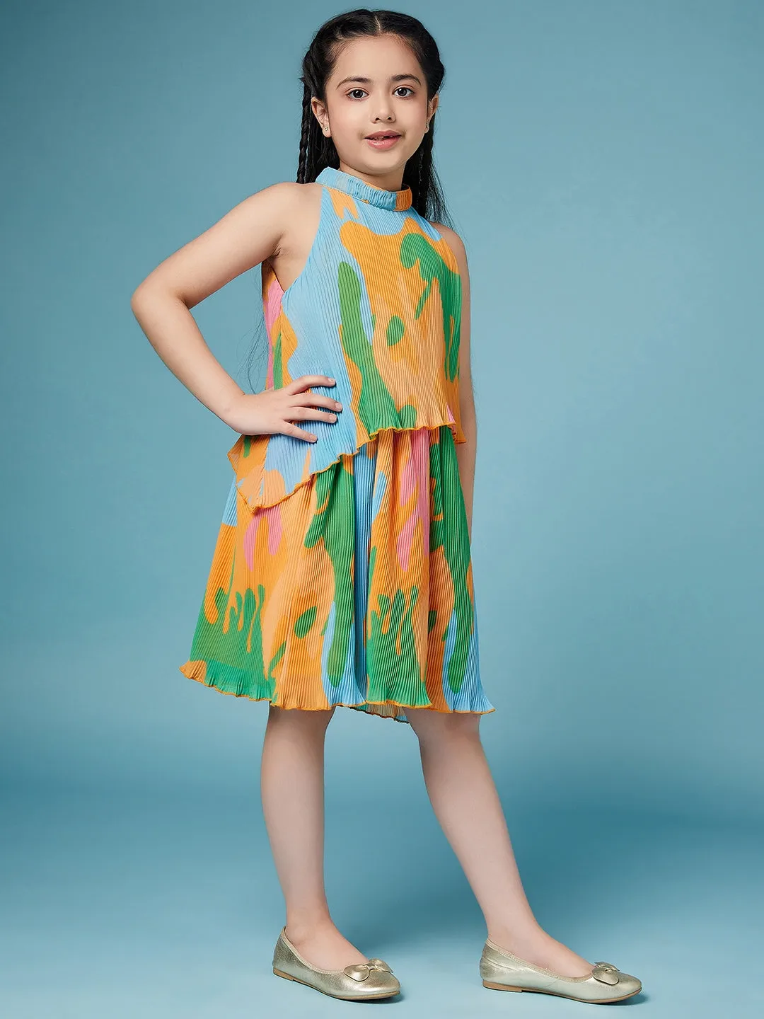 Girls Tie And Dye Georgette A-Line Dress
