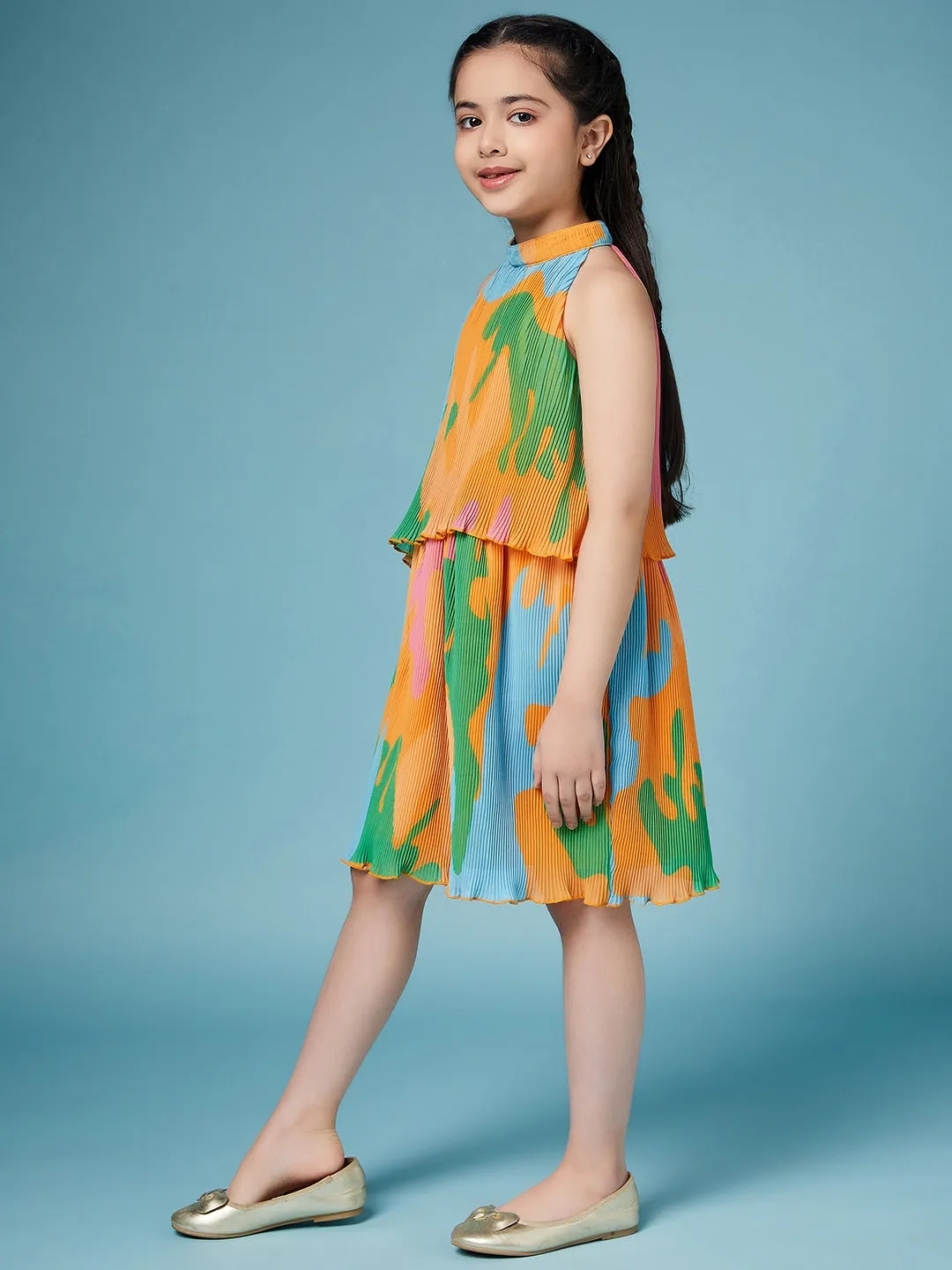 Girls Tie And Dye Georgette A-Line Dress