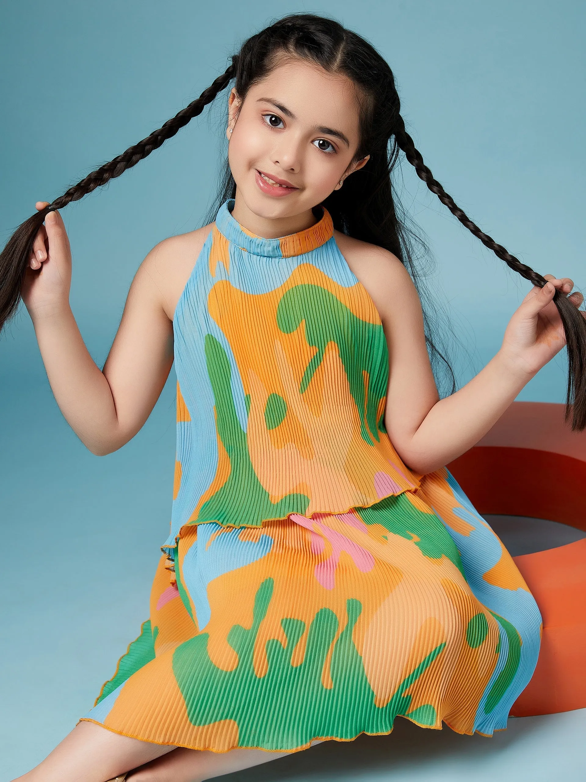Girls Tie And Dye Georgette A-Line Dress