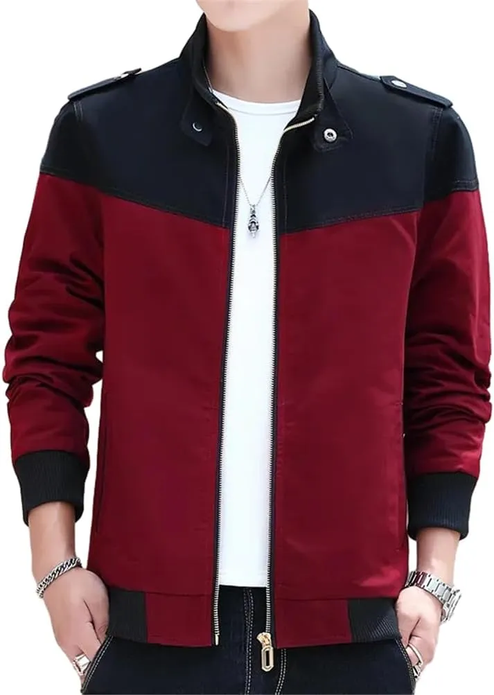 GYori Men's Spring Autumn Bomber Jacket Patchwork Casual Windbreaker Jacket Coat Tactical Military Jacket