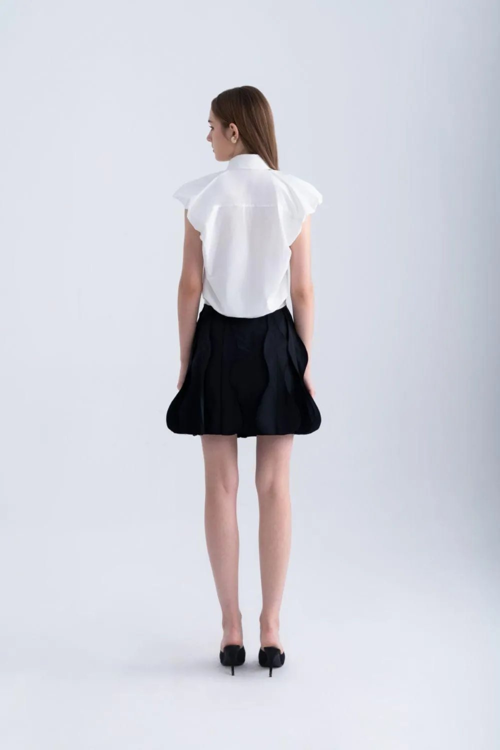Junic A-line High Waist Silk Mini Skirt