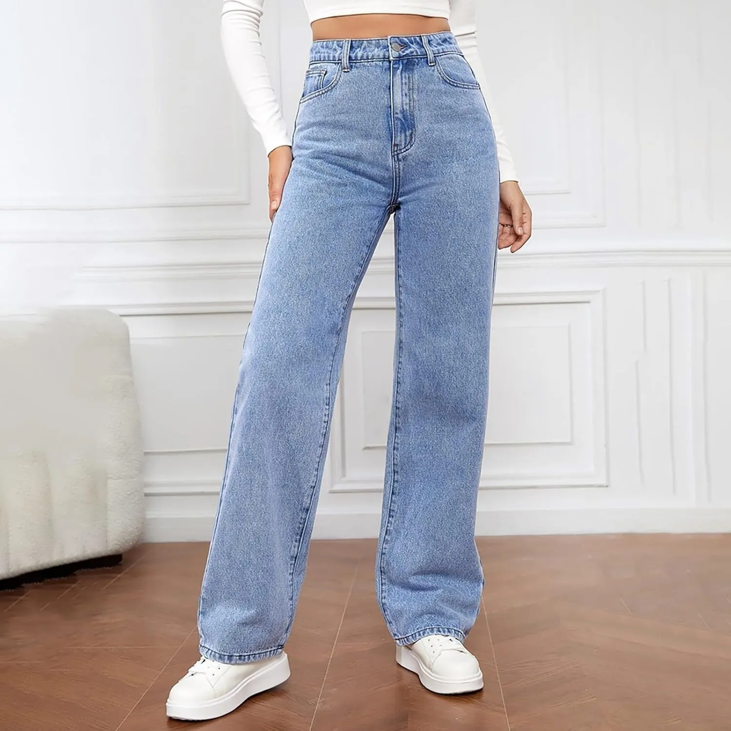 Katchme Womens Minimalist Jeans, Katchme Wide Leg Jeans, 2025 Spring Pants for Women, High Waist Stretch Wide Leg