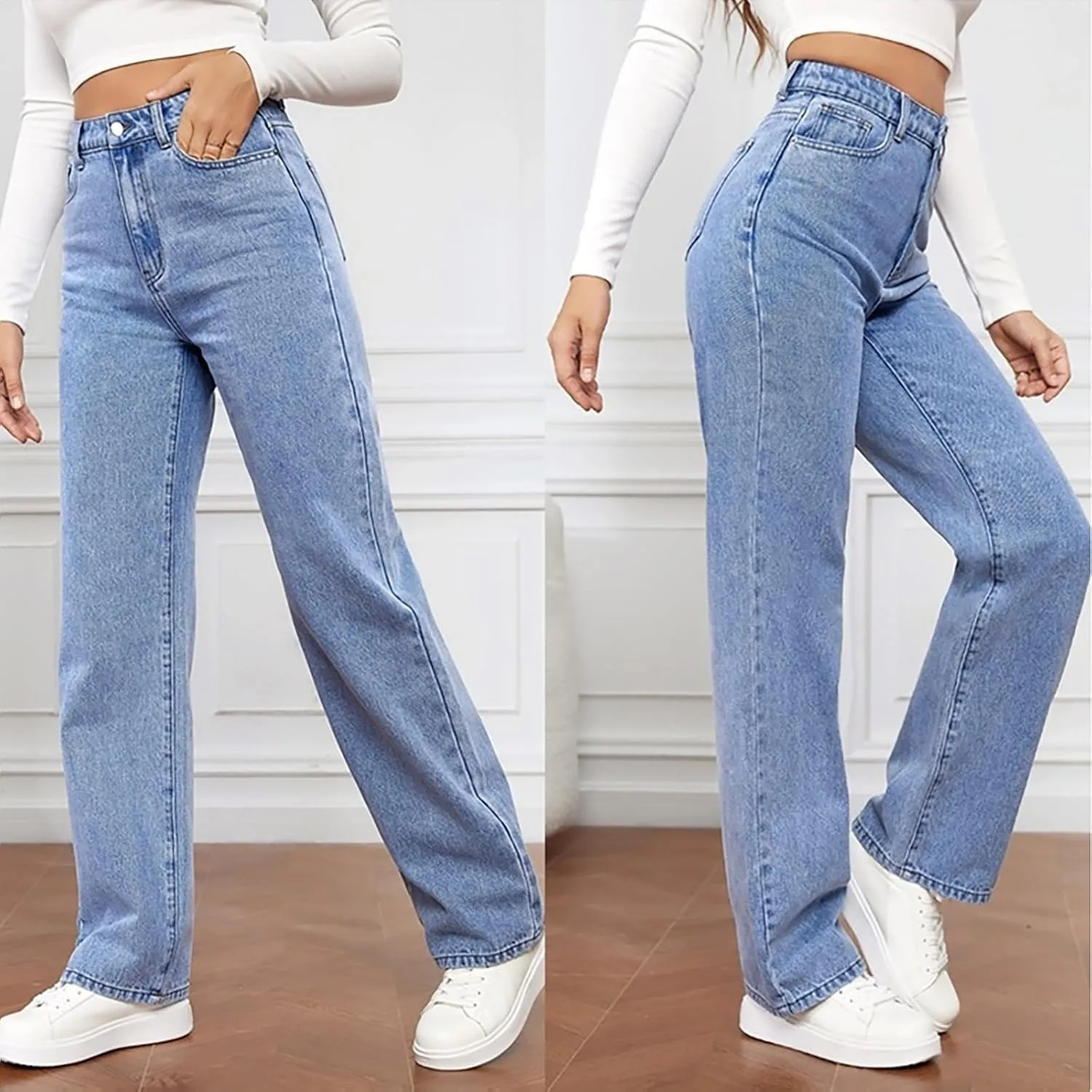 Katchme Womens Minimalist Jeans, Katchme Wide Leg Jeans, 2025 Spring Pants for Women, High Waist Stretch Wide Leg