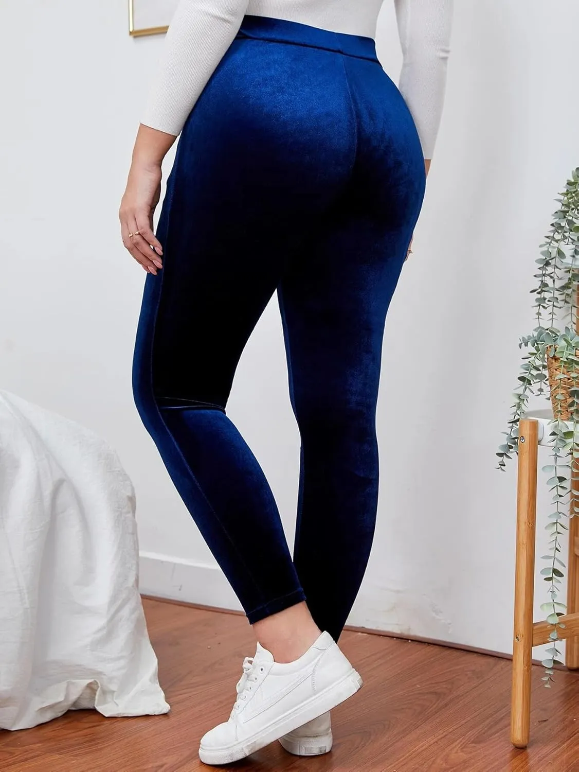 Kedera Women's High Waist Velvet Elastic Leggings Velvet Warm Yoga Pants Buttery Soft Velour Leggings