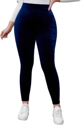 Kedera Women's High Waist Velvet Elastic Leggings Velvet Warm Yoga Pants Buttery Soft Velour Leggings