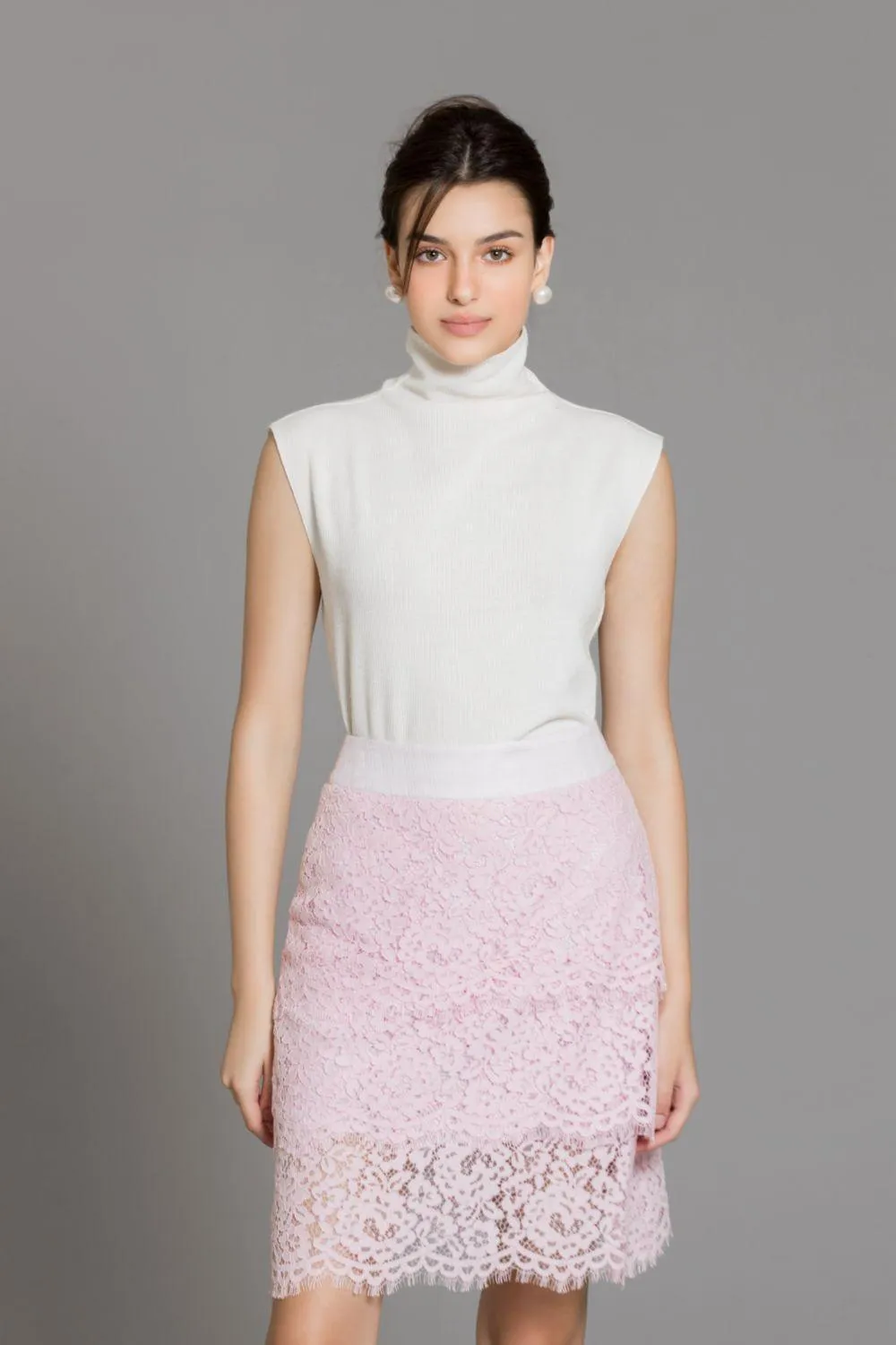 Lakelyn A-line High Waist Lace Mini Skirt