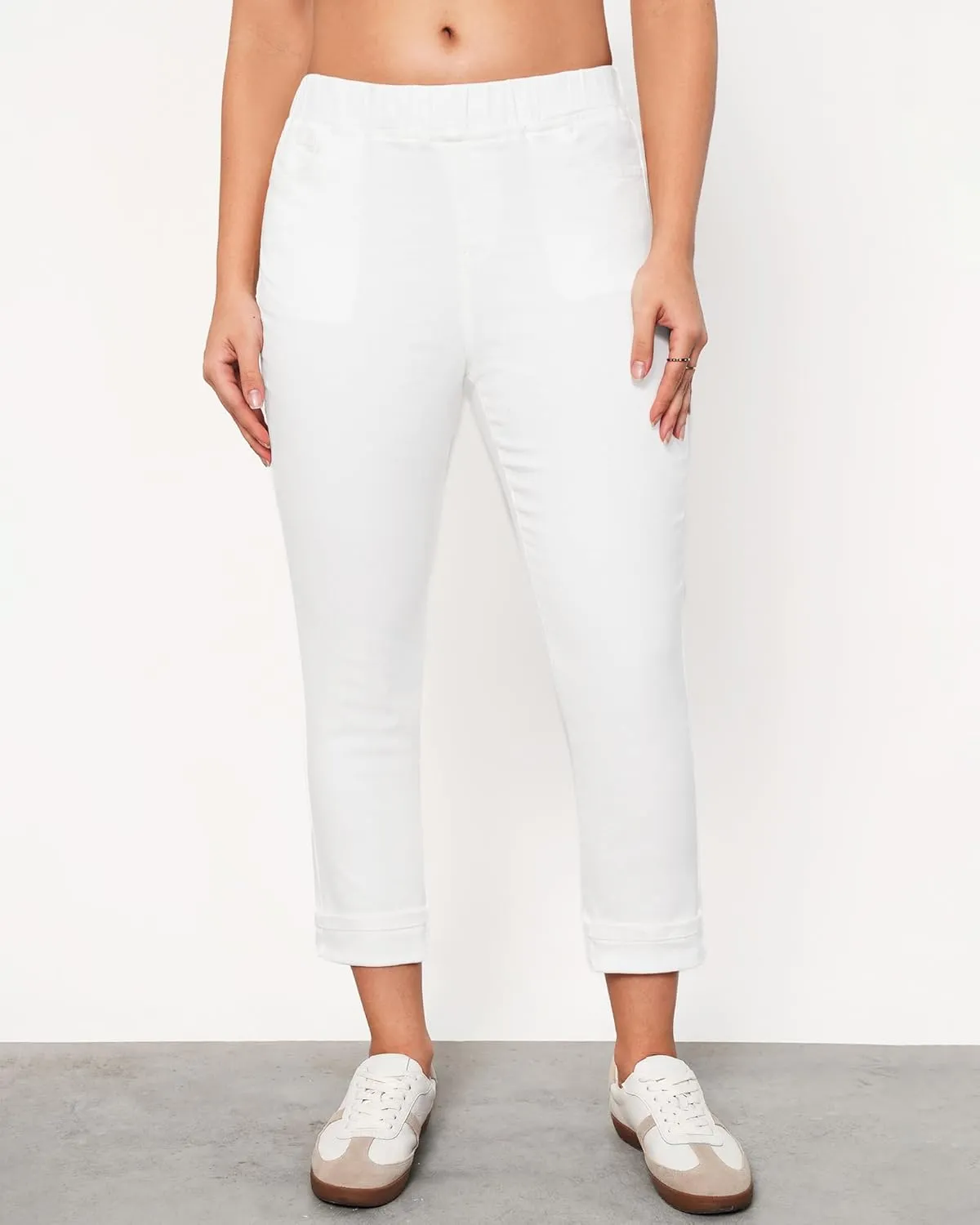 LookbookStore Capri Jeans for Women High Waisted Pull On Elastic Wasit Stretchy Denim Capris Jeggings Summer Jeans Pants