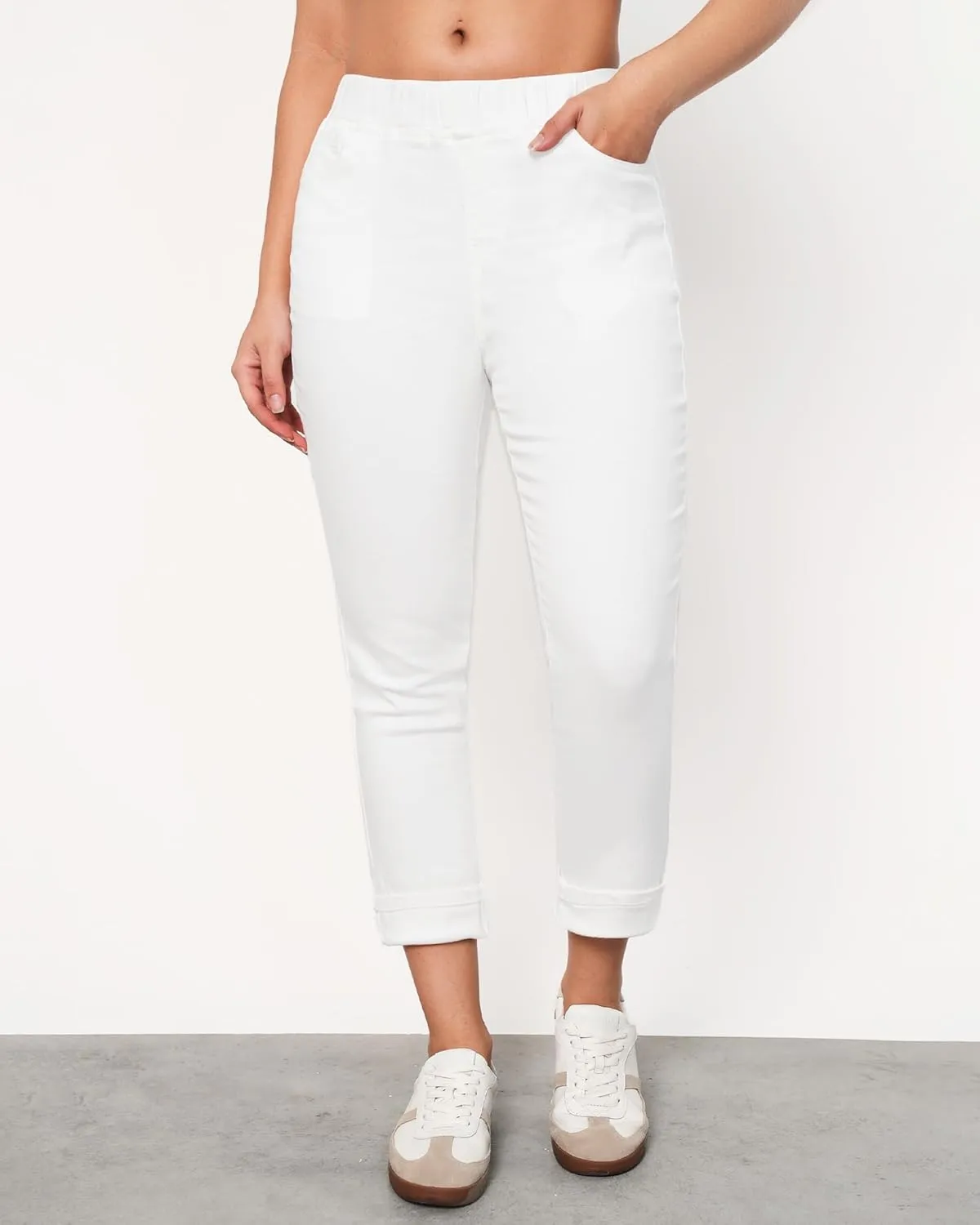 LookbookStore Capri Jeans for Women High Waisted Pull On Elastic Wasit Stretchy Denim Capris Jeggings Summer Jeans Pants