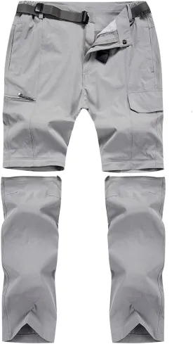 MANSDOUR Men's Hiking Pants Convertible Quick Dry Lightweight Zip-Off Outdoor Travel Camping Fishing Pants