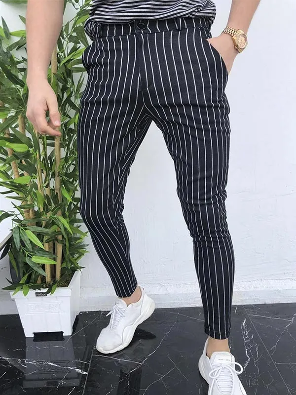 Men's Pinstriped Casual Straight Leg Pants