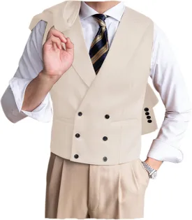 Men's V-Neck Suit Vest Solid Classic Vests Slim Fit Suits Business Dress Waistcoat