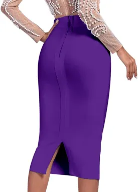 Midi Bandage Skirt Back Split High Waist Bandage Pencil Skirt