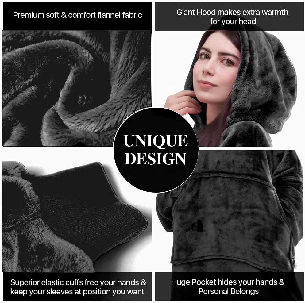 Miss Mila Wearable Blanket Hoodie,Extra Long & Warm Suggies for Women Men Adult with Sleeves and Giant Pocket