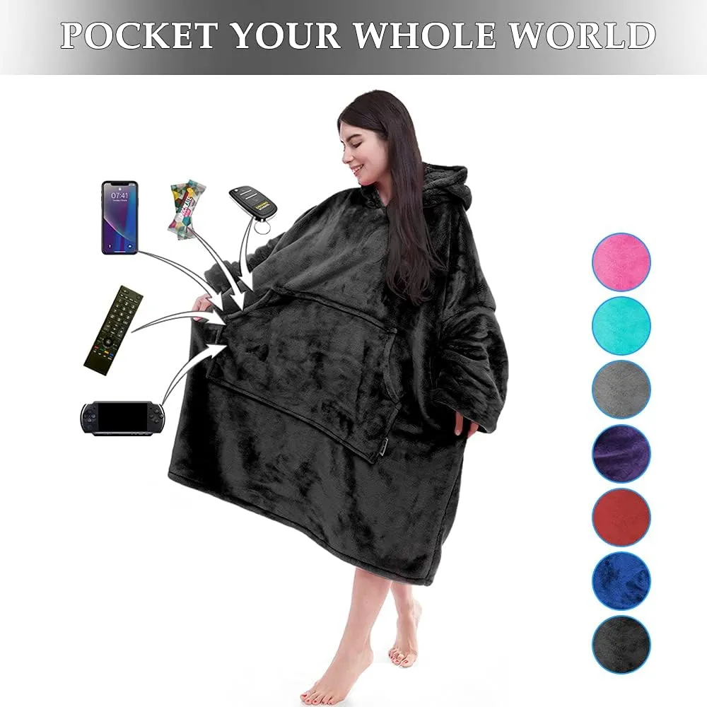 Miss Mila Wearable Blanket Hoodie,Extra Long & Warm Suggies for Women Men Adult with Sleeves and Giant Pocket