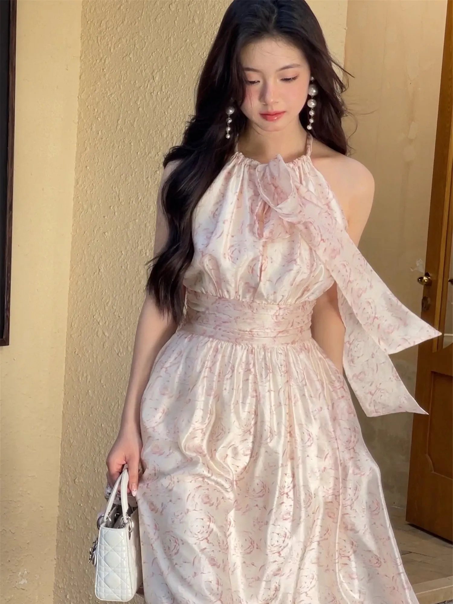 [Mummy Cat] Rose Mist Floral Short Dress