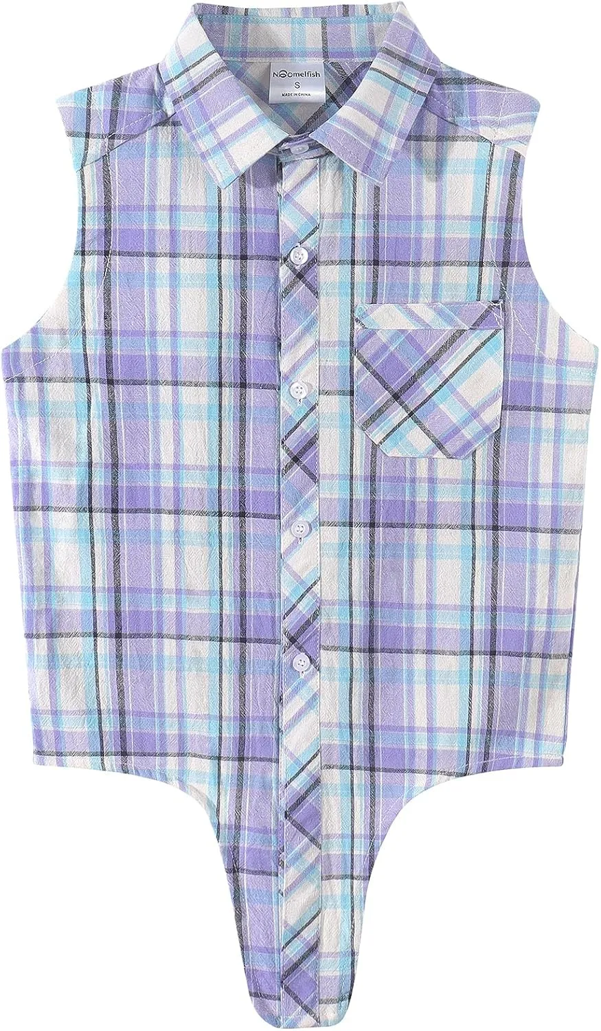 Noomelfish Girls Plaid Sleeveless Button Down Shirt Tie Knot Blouse Tank Tops (5-12 Years)