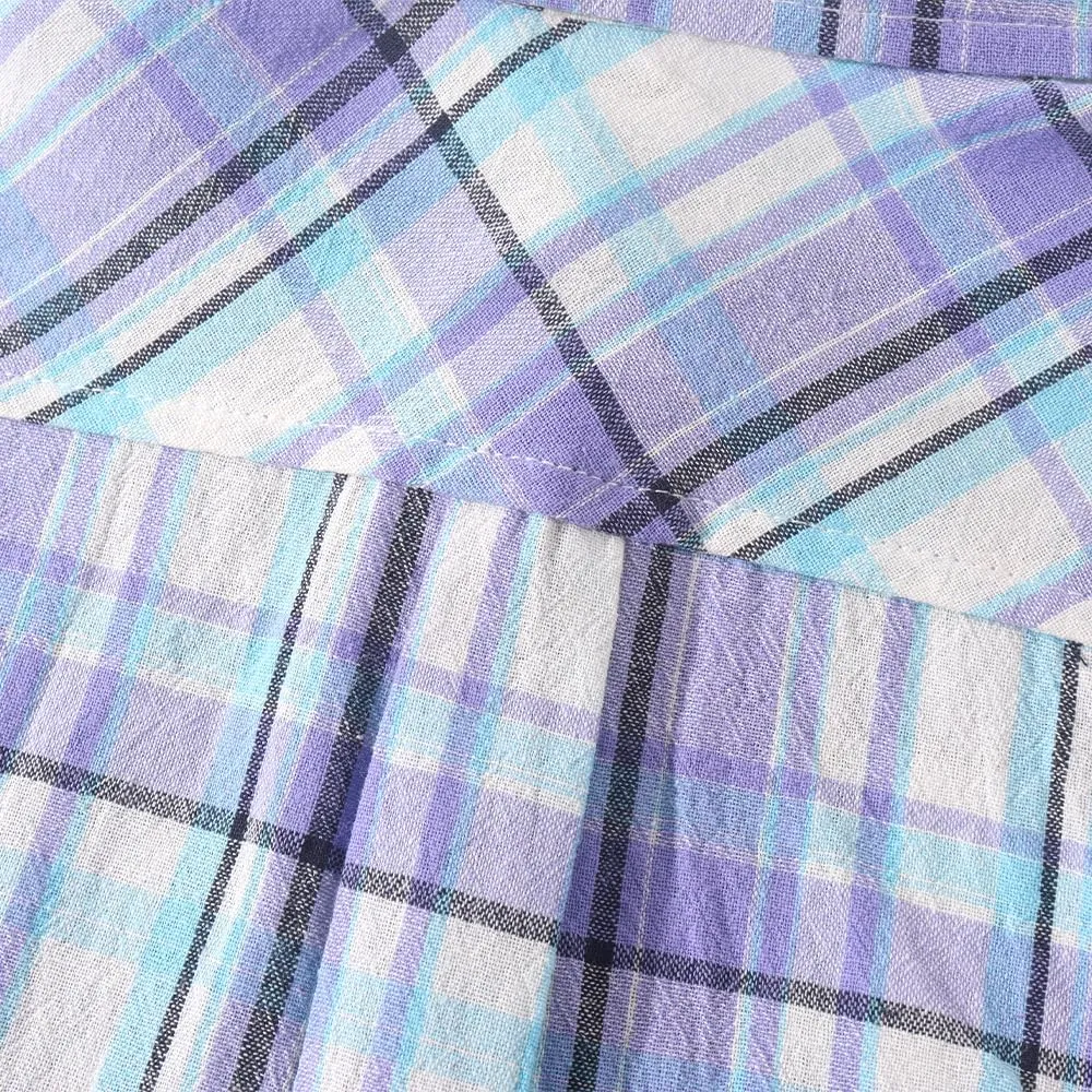 Noomelfish Girls Plaid Sleeveless Button Down Shirt Tie Knot Blouse Tank Tops (5-12 Years)