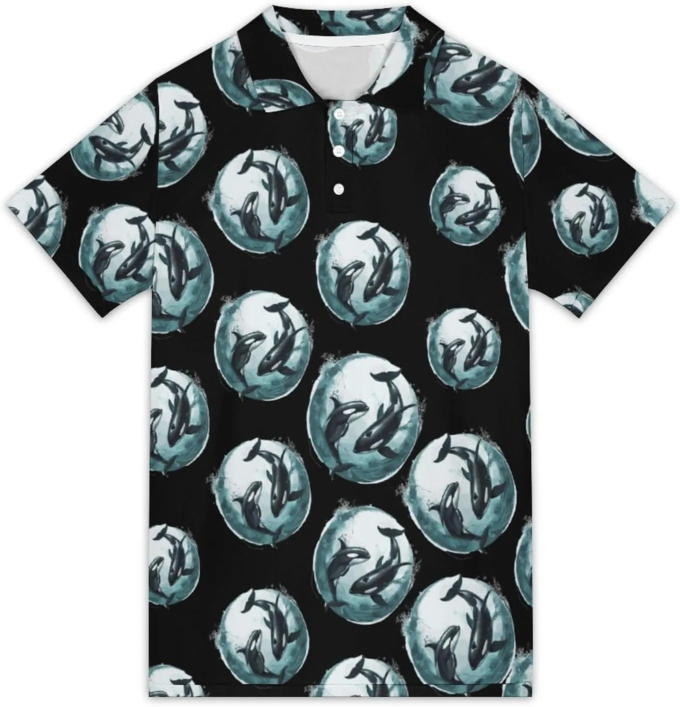 Orca Whale Mens Polo Shirts Short Sleeve Mesh Gym T-Shirt Summer Tee Top