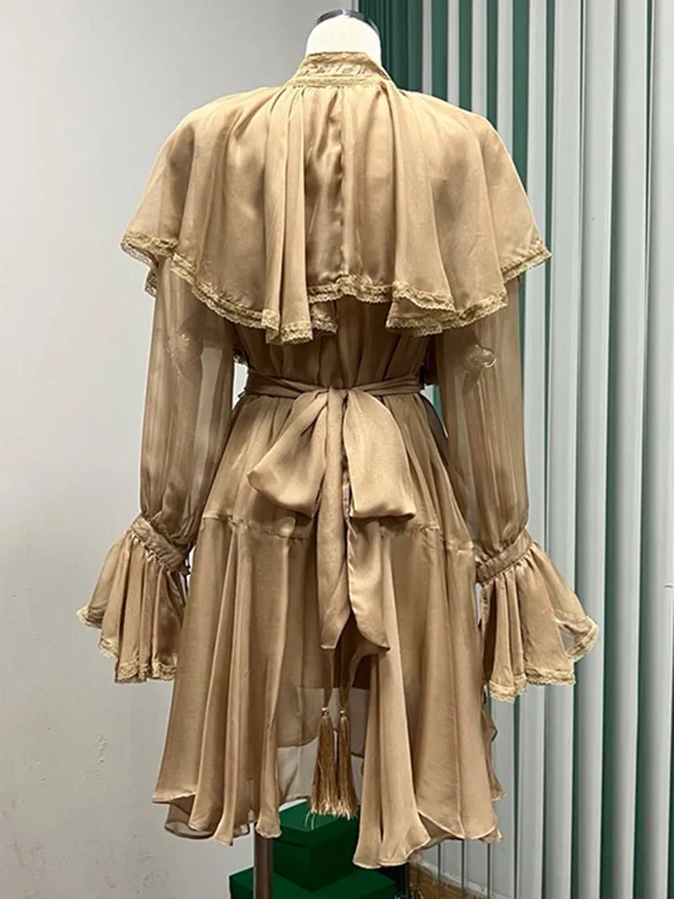 Pre Order:  Ruffled Tie-Waist Mini Dress