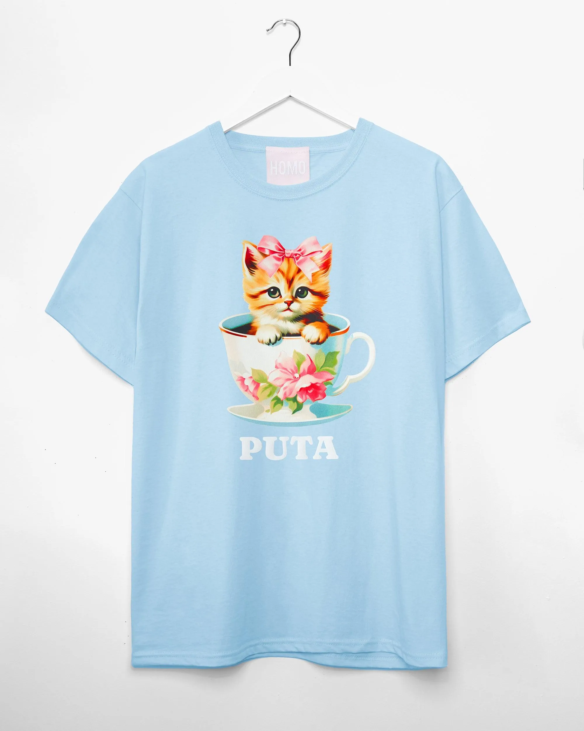 Puta teacup kitten - light blue tshirt