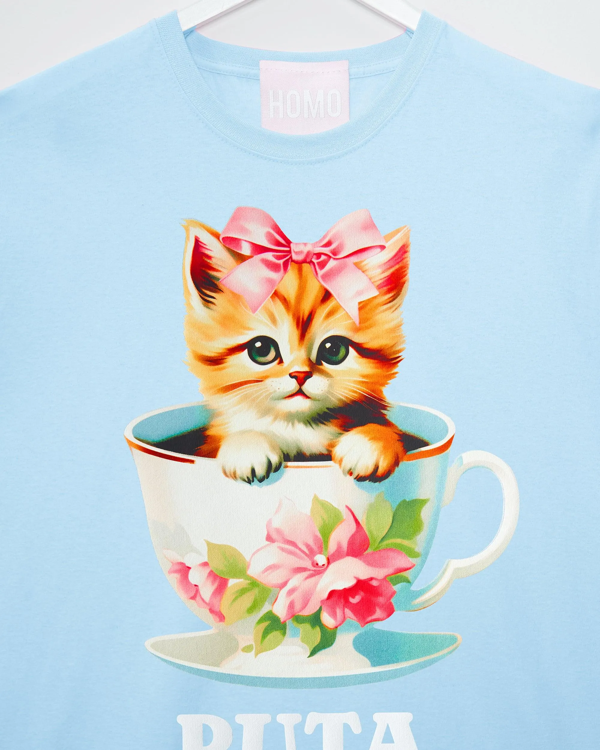 Puta teacup kitten - light blue tshirt