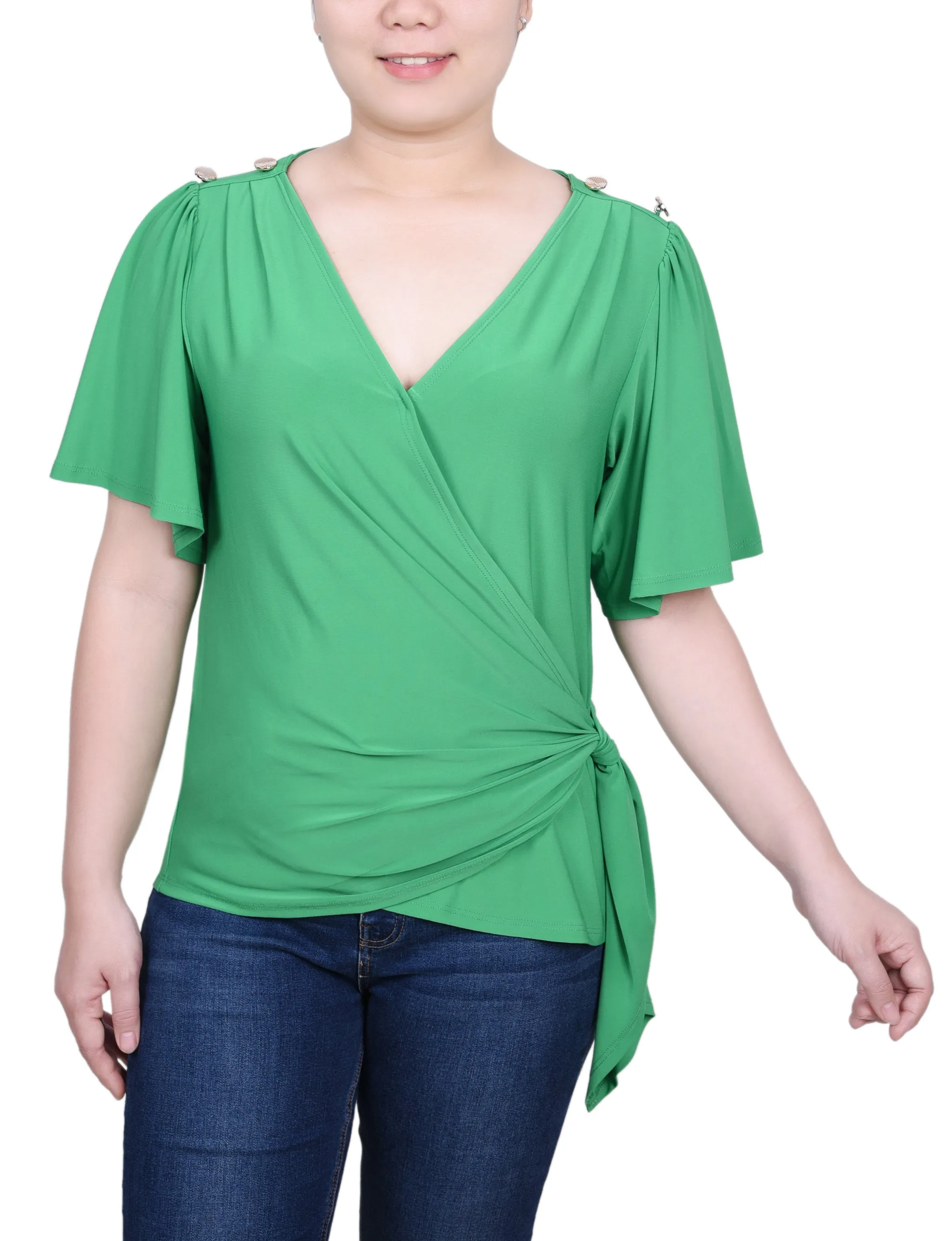Short Sleeve Wrap Top