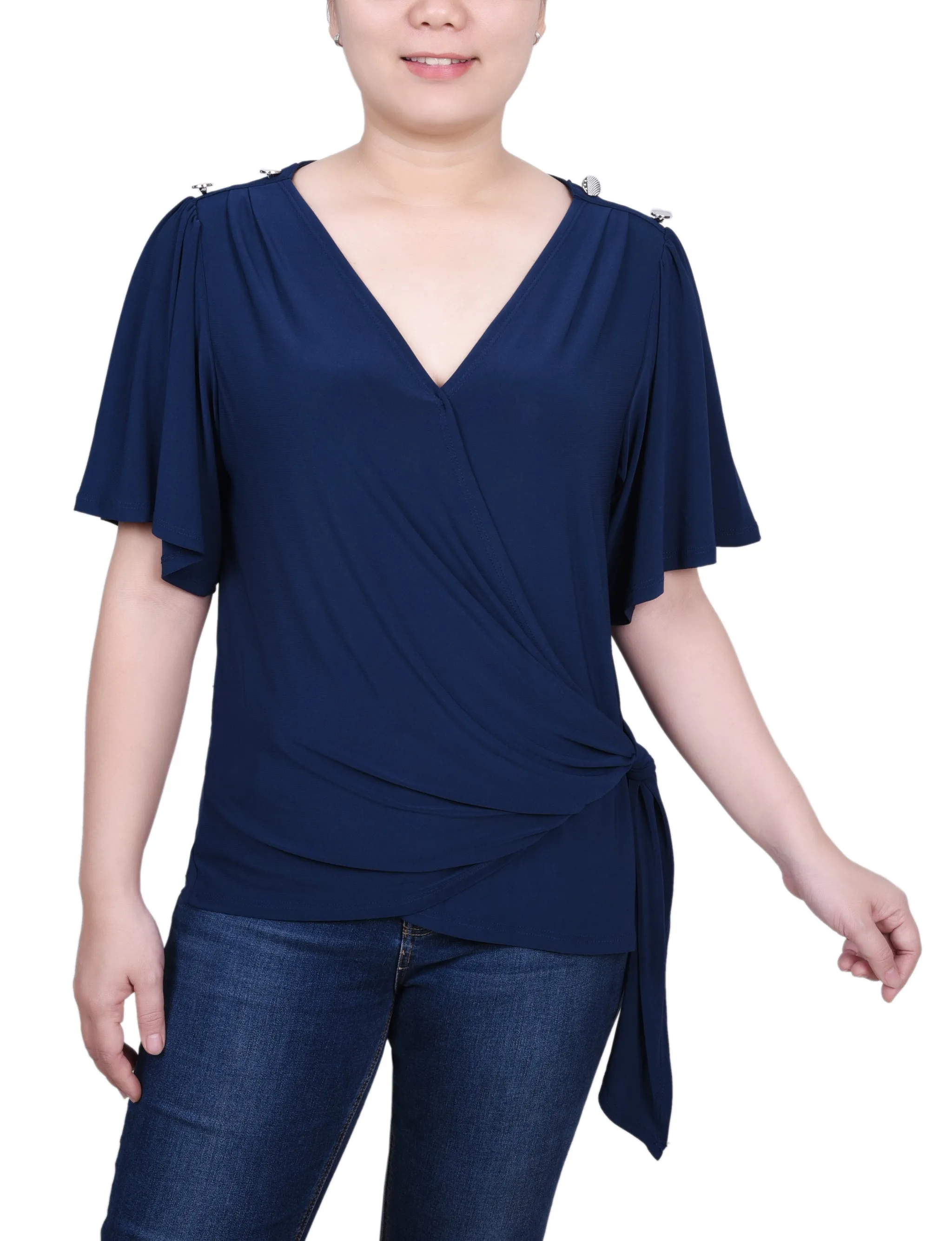 Short Sleeve Wrap Top