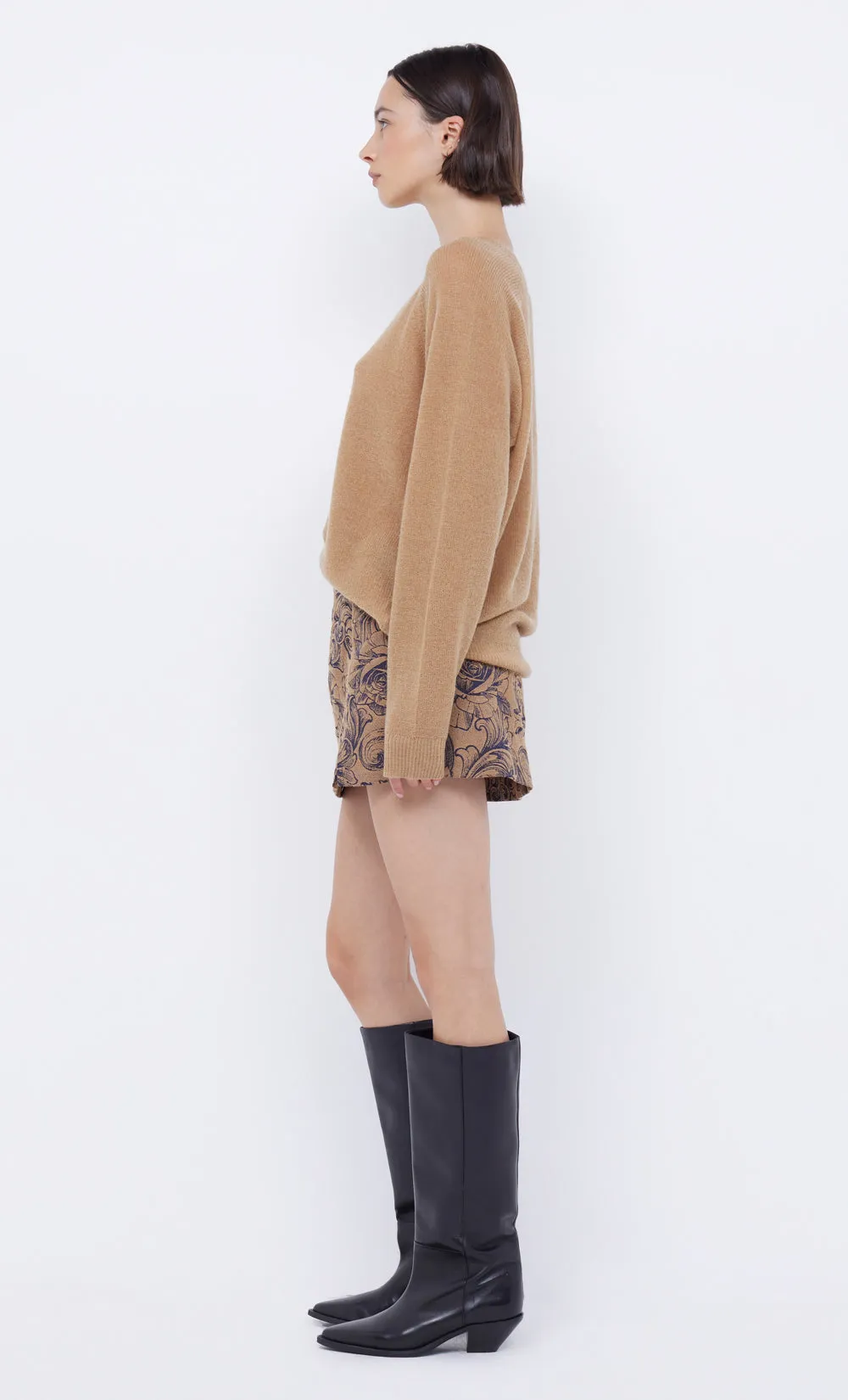 SUNSET RIDER MINI SKIRT - ROSE JACQUARD