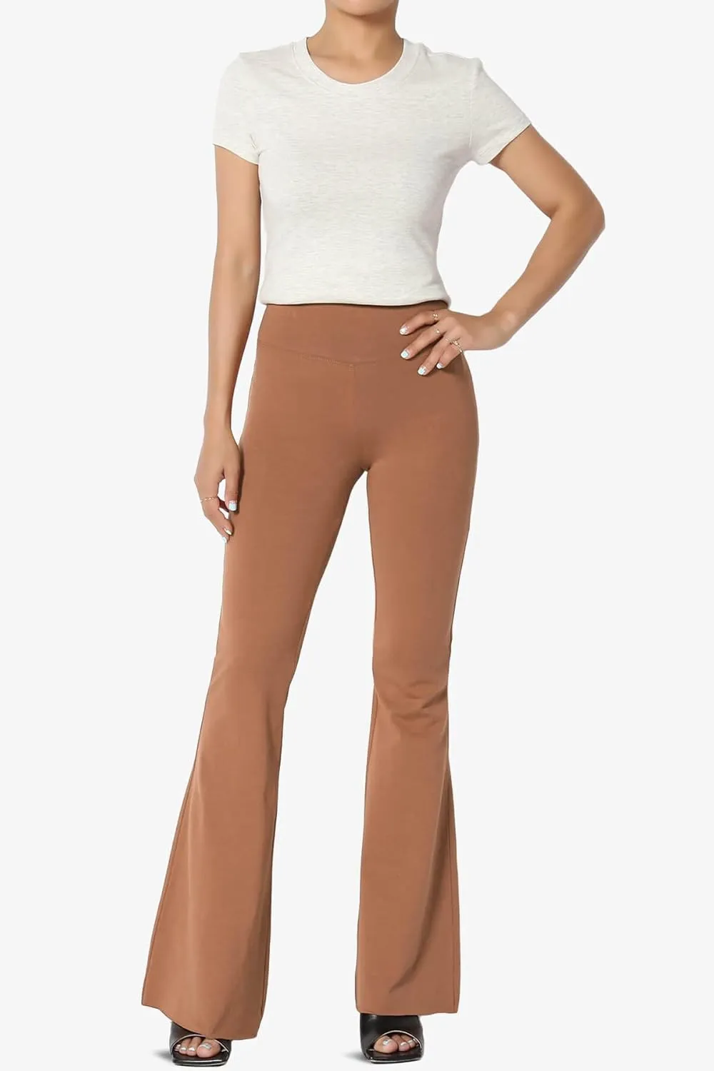 TheMogan High Waist Stretch Cotton Jersey Full Ankle Leggings Skinny Yoga Pants