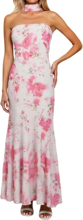 Tube Floral Maxi Dresses Strapless Backless Bodycon Dress Sexy Summer Cocktail Dress for Beach Weddings & Formal Events
